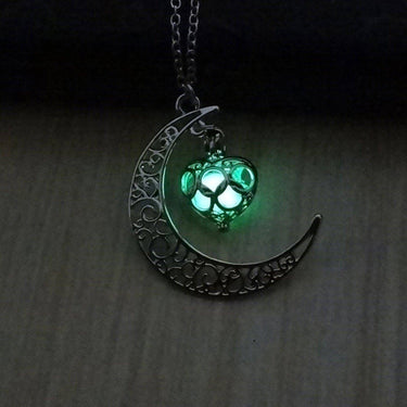 Glow Crescent Moon & Heart Necklace